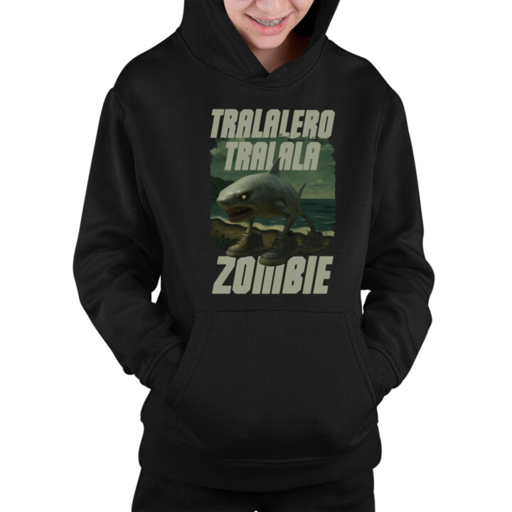 Tralalero tralala - zombie - Italian Brainrot  - detská mikina s kapucňou