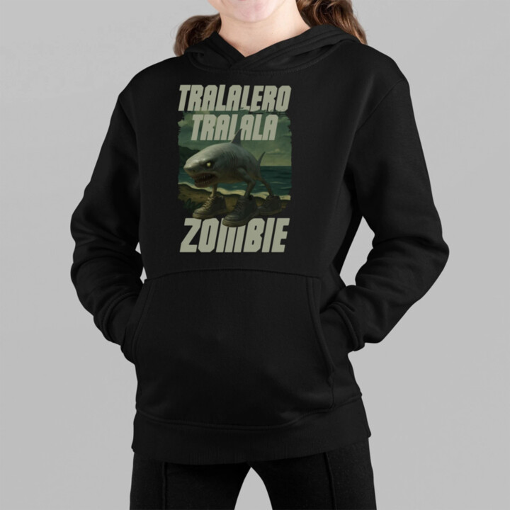 Tralalero tralala - zombie - Italian Brainrot  - detská mikina s kapucňou