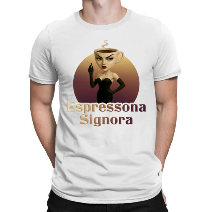 Espressona Signora - Italian Brainrot - žena s kávou - pánske tričko s potlačou