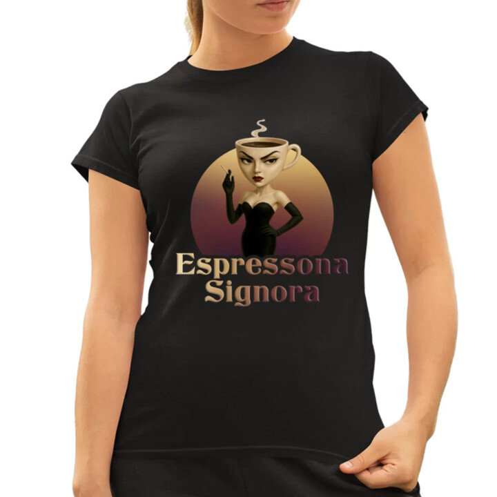 Espressona Signora - Italian Brainrot - žena s kávou - dámske tričko s potlačou