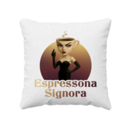Espressona Signora - Italian Brainrot - žena s kávou - vankúš s potlačou