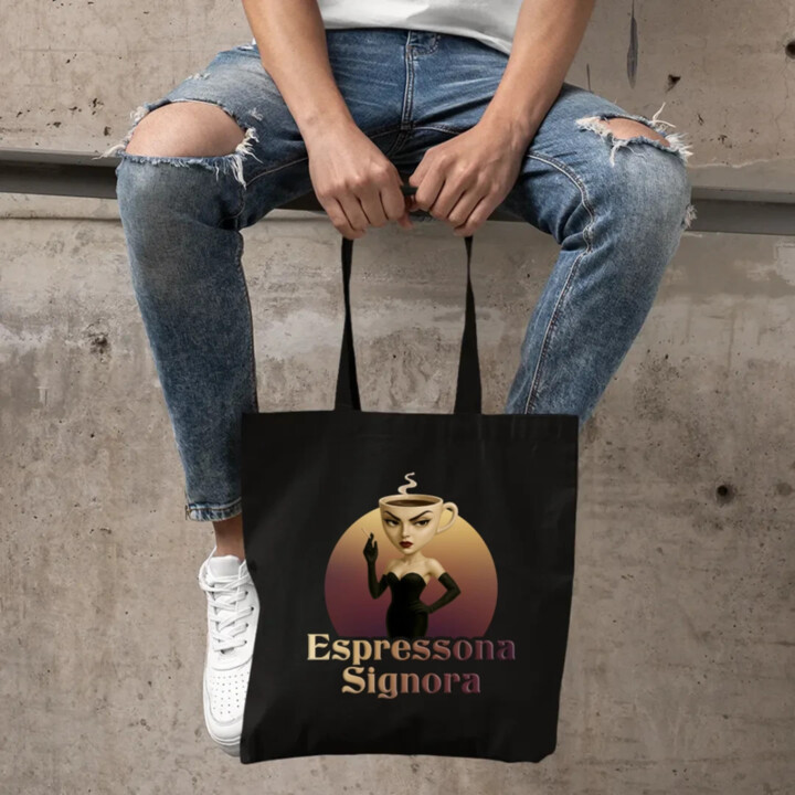 Espressona Signora - Italian Brainrot - žena s kávou - taška s potlačou