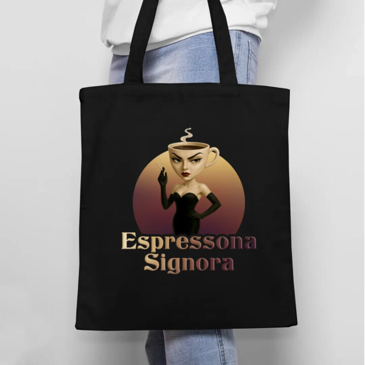 Espressona Signora - Italian Brainrot - žena s kávou - taška s potlačou