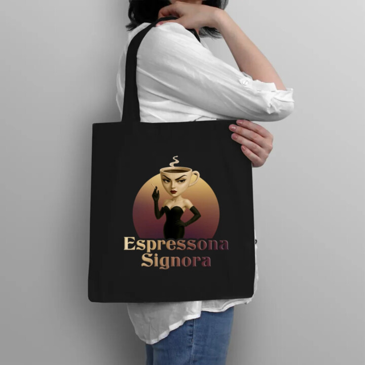 Espressona Signora - Italian Brainrot - žena s kávou - taška s potlačou