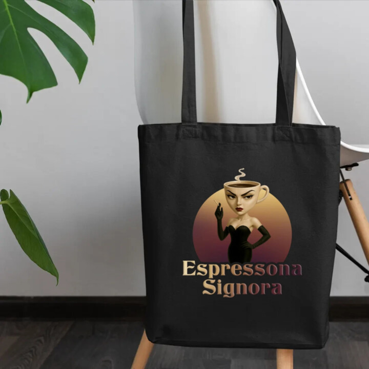 Espressona Signora - Italian Brainrot - žena s kávou - taška s potlačou