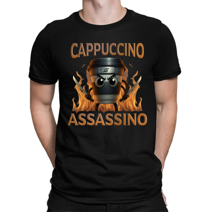 Cappuccino Assassino V3 - Italian Brainrot - hrnček ninja - pánske tričko s potlačou