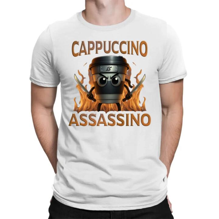 Cappuccino Assassino V3 - Italian Brainrot - hrnček ninja - pánske tričko s potlačou