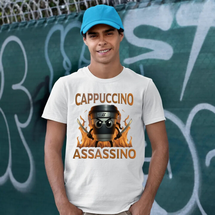 Cappuccino Assassino V3 - Italian Brainrot - hrnček ninja - pánske tričko s potlačou