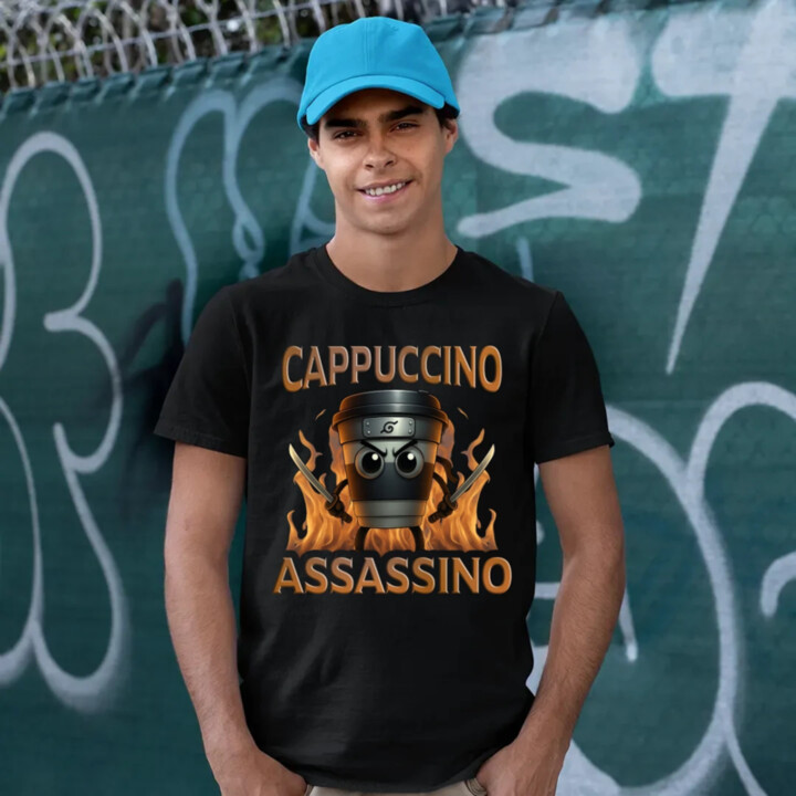 Cappuccino Assassino V3 - Italian Brainrot - hrnček ninja - pánske tričko s potlačou