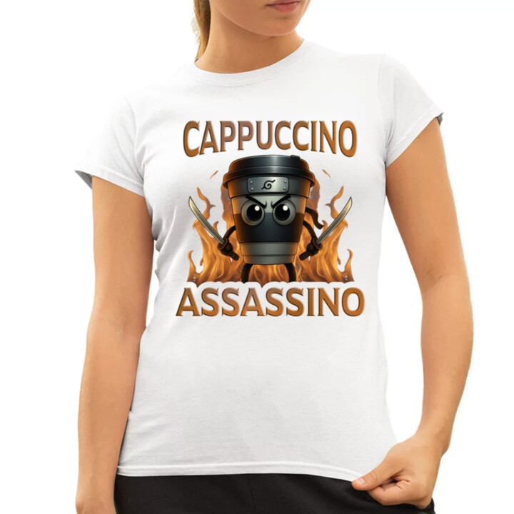 Cappuccino Assassino V3 - Italian Brainrot - hrnček ninja - dámske tričko s potlačou