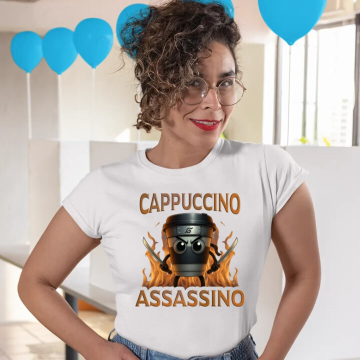 Cappuccino Assassino V3 - Italian Brainrot - hrnček ninja - dámske tričko s potlačou