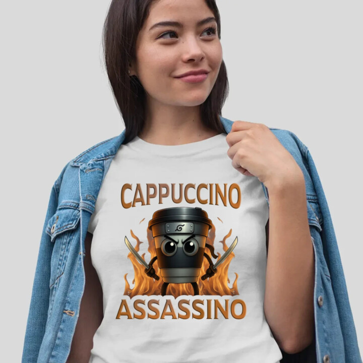 Cappuccino Assassino V3 - Italian Brainrot - hrnček ninja - dámske tričko s potlačou