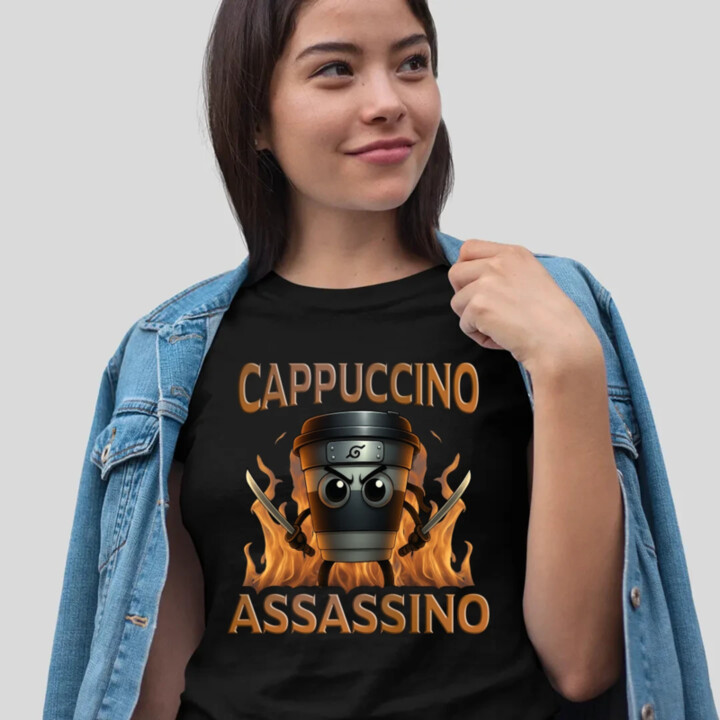 Cappuccino Assassino V3 - Italian Brainrot - hrnček ninja - dámske tričko s potlačou