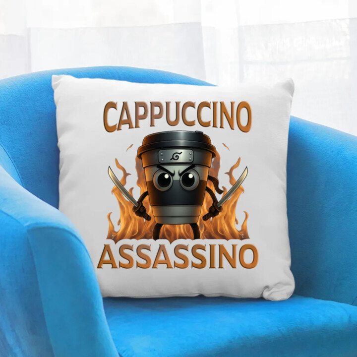 Cappuccino Assassino V3 - Italian Brainrot - hrnček ninja - vankúš s potlačou