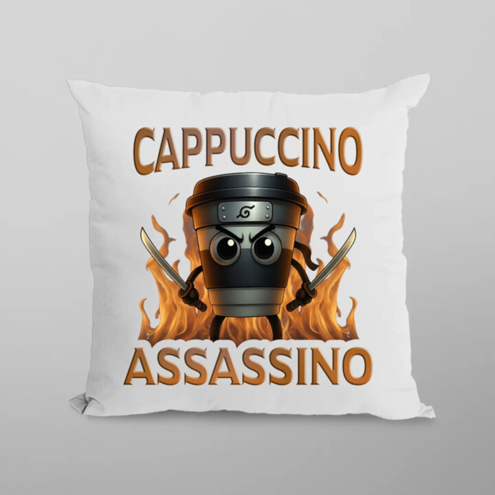 Cappuccino Assassino V3 - Italian Brainrot - hrnček ninja - vankúš s potlačou