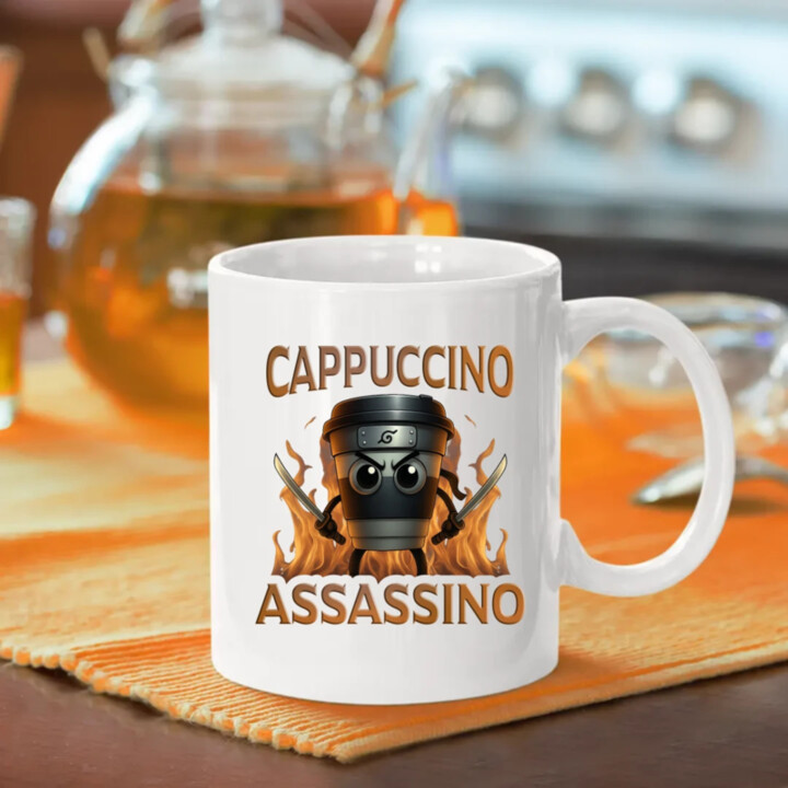 Cappuccino Assassino V3 - Italian Brainrot - hrnček ninja - keramický hrnček s potlačou