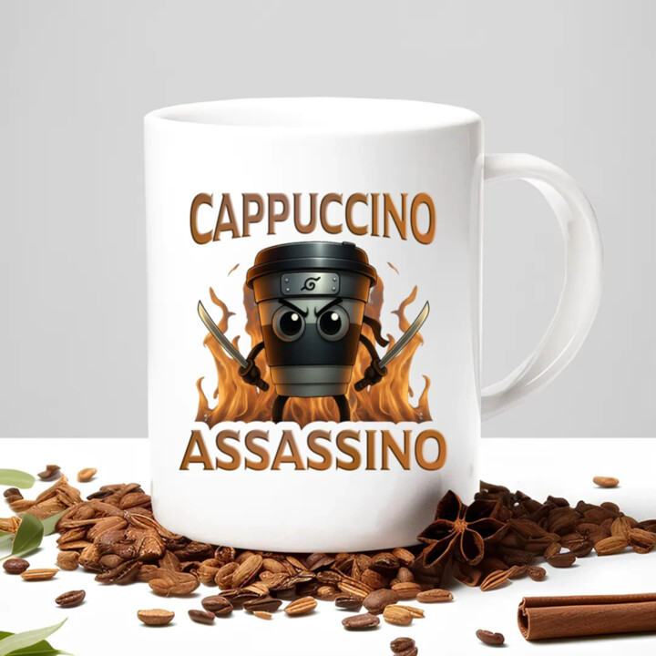 Cappuccino Assassino V3 - Italian Brainrot - hrnček ninja - keramický hrnček s potlačou