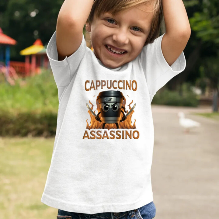 Cappuccino Assassino V3 - Italian Brainrot - hrnček ninja - detské tričko s potlačou