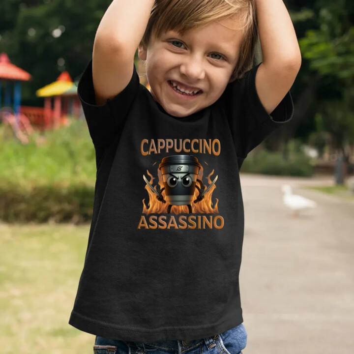Cappuccino Assassino V3 - Italian Brainrot - hrnček ninja - detské tričko s potlačou