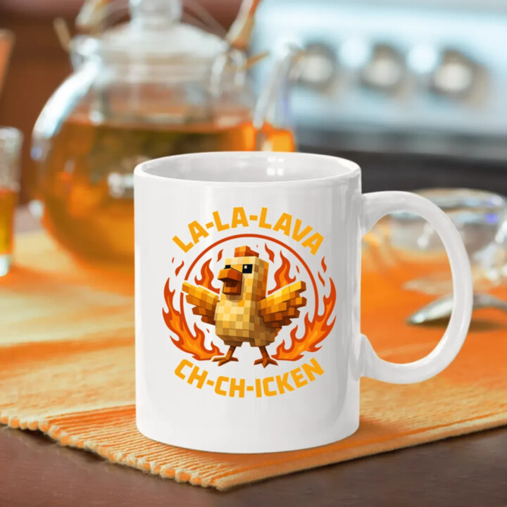 La-la-lava ch-ch-icken - Lávové kura - keramický hrnček s potlačou pre fanúšikov hry Minecraft