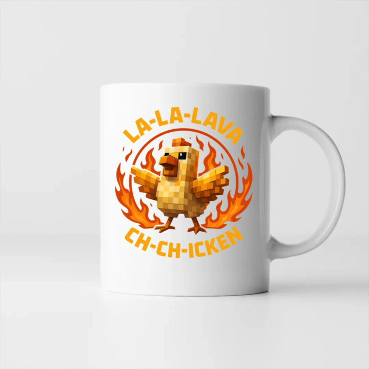 La-la-lava ch-ch-icken - Lávové kura - keramický hrnček s potlačou pre fanúšikov hry Minecraft