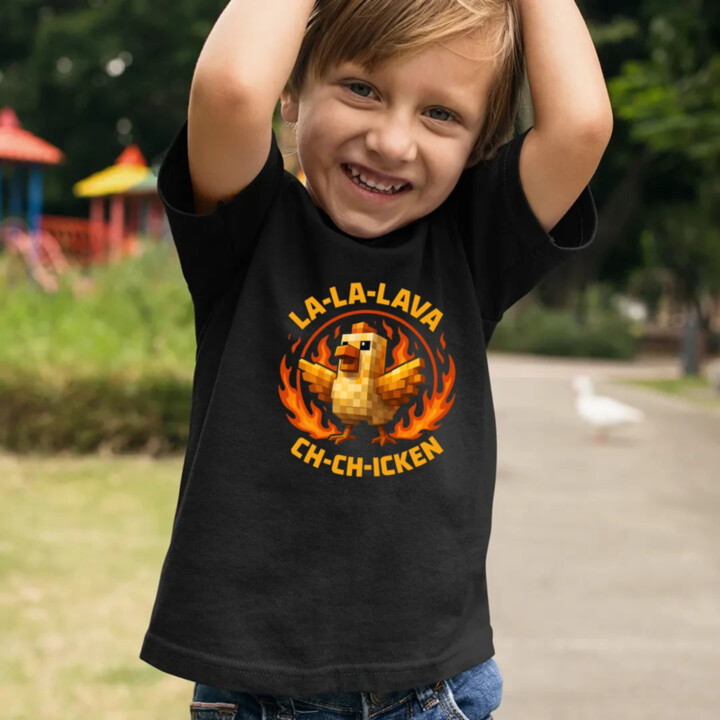 La-la-lava ch-ch-icken - Lávové kura - detské tričko s potlačou pre fanúšikov hry Minecraft