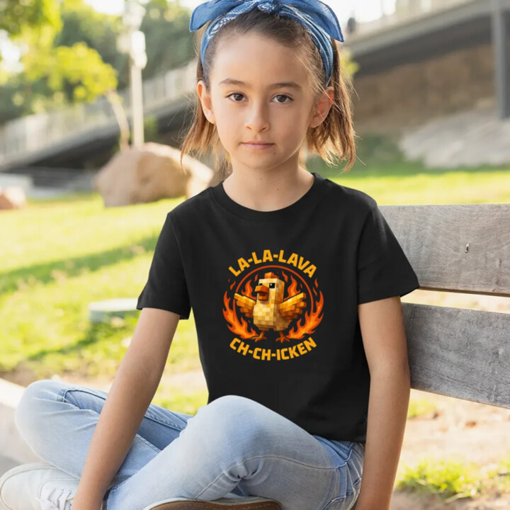 La-la-lava ch-ch-icken - Lávové kura - detské tričko s potlačou pre fanúšikov hry Minecraft