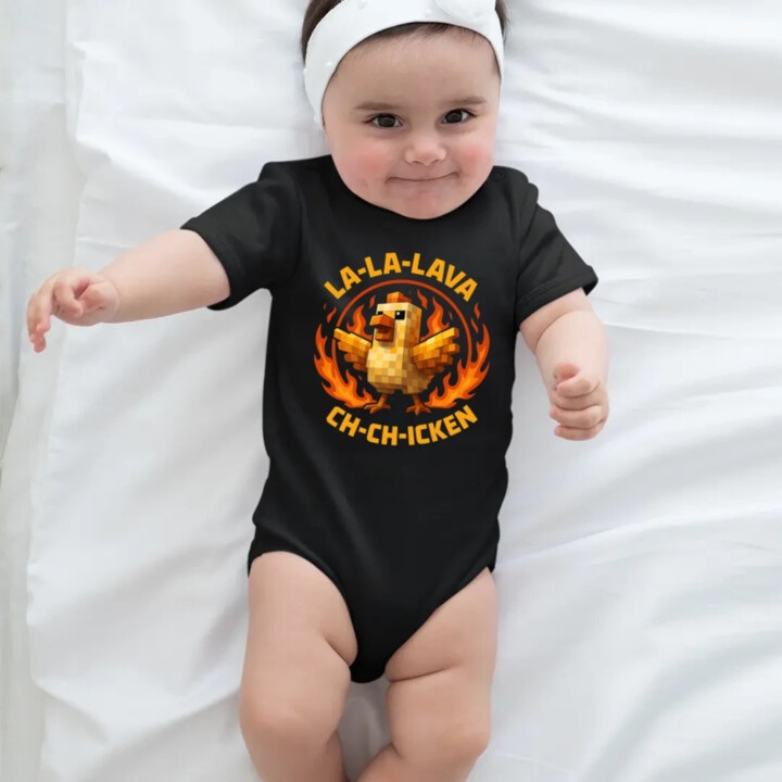 La-la-lava ch-ch-icken - Lávové kura  - body s potlačou pre fanúšikov hry Minecraft
