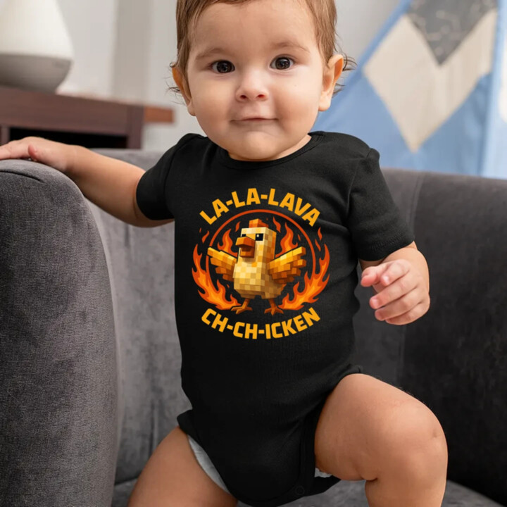 La-la-lava ch-ch-icken - Lávové kura  - body s potlačou pre fanúšikov hry Minecraft