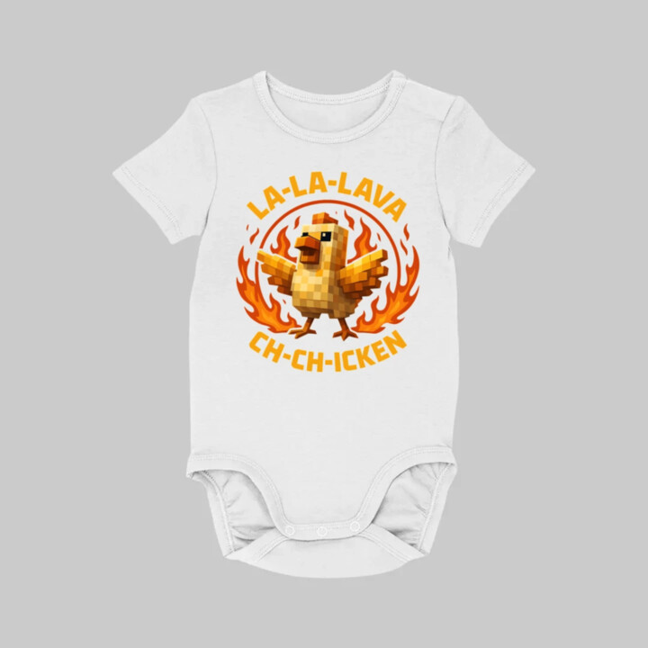 La-la-lava ch-ch-icken - Lávové kura  - body s potlačou pre fanúšikov hry Minecraft