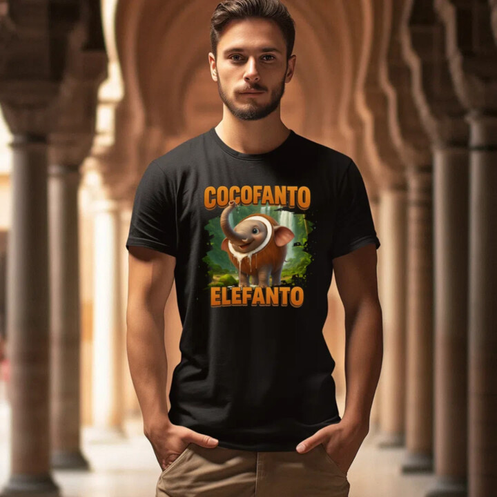 Cocofanto Elefanto - Italian Brainrot - slon v kokosu - pánske tričko s potlačou