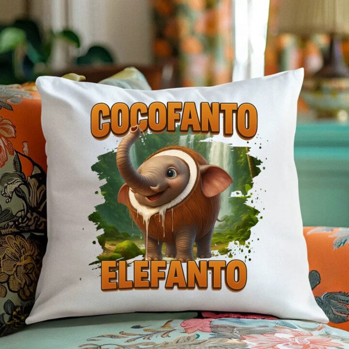 Cocofanto Elefanto - Italian Brainrot - slon v kokosu - vankúš s potlačou