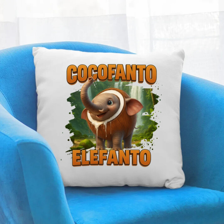 Cocofanto Elefanto - Italian Brainrot - slon v kokosu - vankúš s potlačou