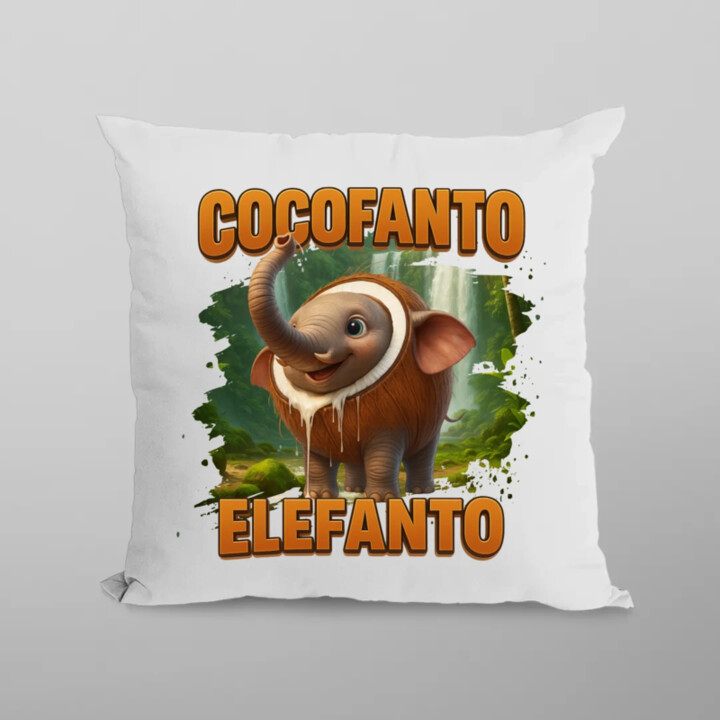 Cocofanto Elefanto - Italian Brainrot - slon v kokosu - vankúš s potlačou