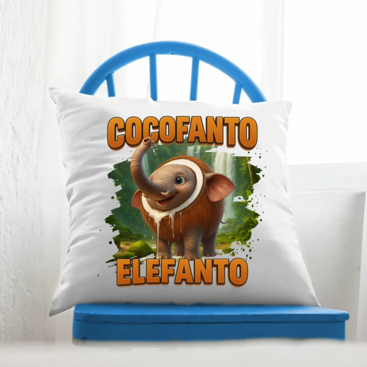 Cocofanto Elefanto - Italian Brainrot - slon v kokosu - vankúš s potlačou