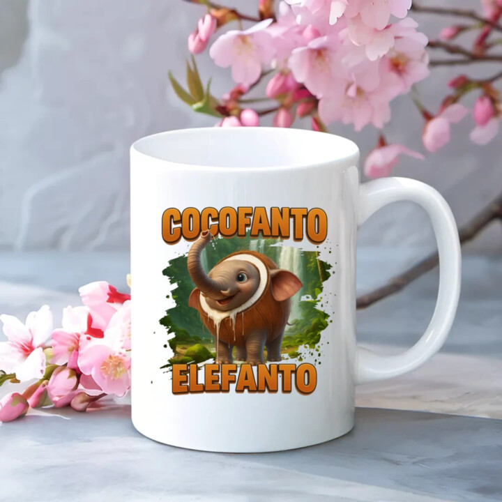 Cocofanto Elefanto - Italian Brainrot - slon v kokosu - keramický hrnček s potlačou