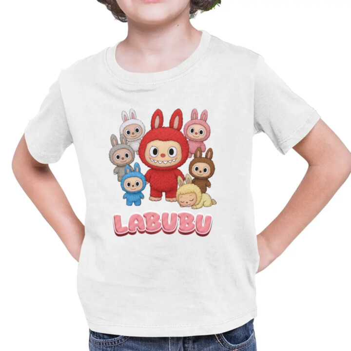 Bábiky Bubu – skupina postavičiek - detské tričko s potlačou  – darček pre fanúšikov Labubu