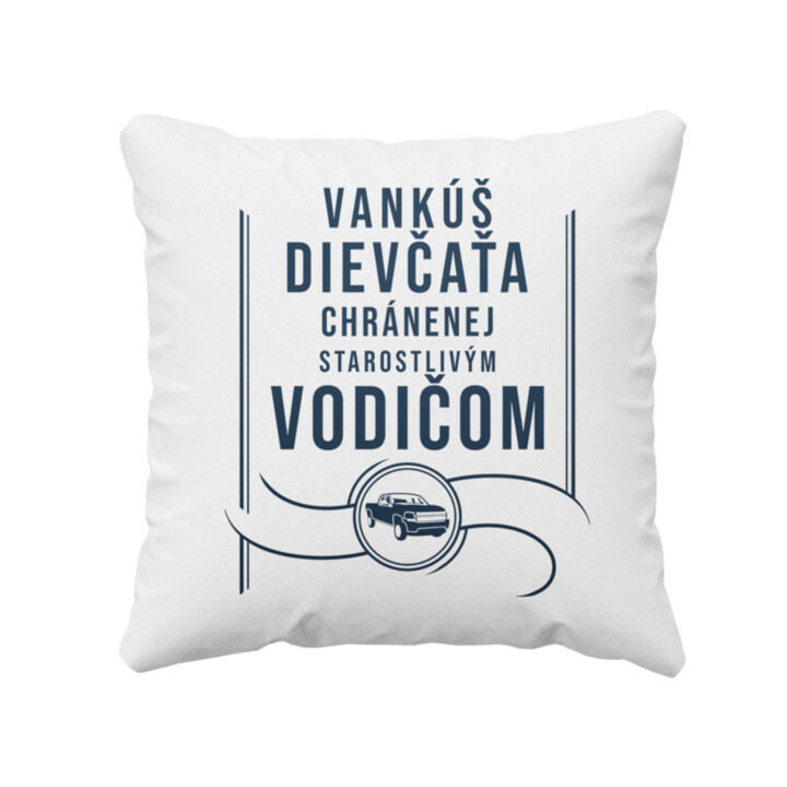 Vankúš dievčaťa chránenej starostlivým vodičom - vankúš s potlačou