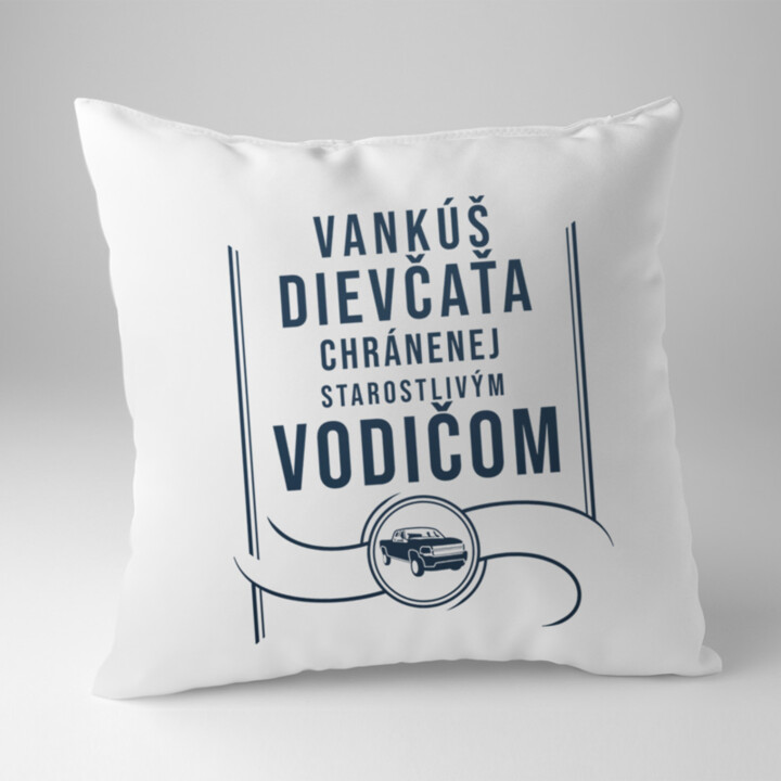 Vankúš dievčaťa chránenej starostlivým vodičom - vankúš s potlačou