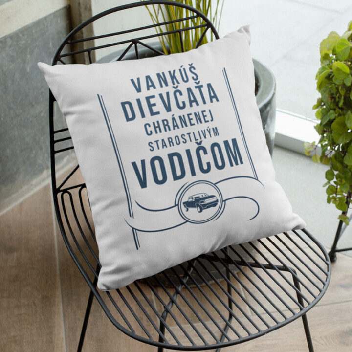 Vankúš dievčaťa chránenej starostlivým vodičom - vankúš s potlačou