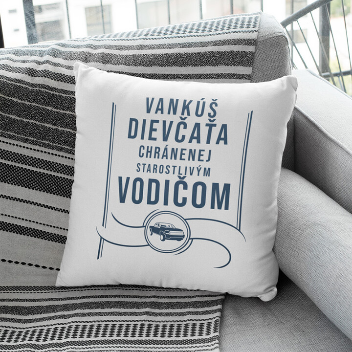 Vankúš dievčaťa chránenej starostlivým vodičom - vankúš s potlačou