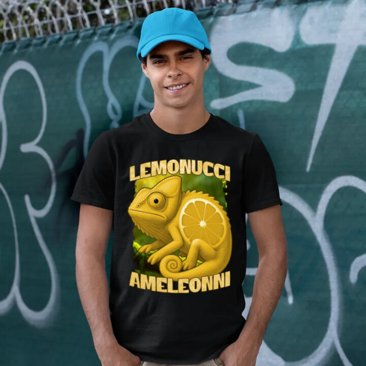 Lemonucci Ameleonni - Italian Brainrot - chameleón citrón - pánske tričko s potlačou