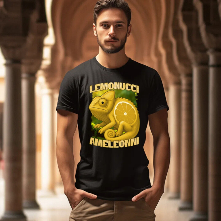 Lemonucci Ameleonni - Italian Brainrot - chameleón citrón - pánske tričko s potlačou