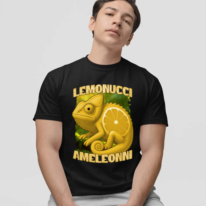 Lemonucci Ameleonni - Italian Brainrot - chameleón citrón - pánske tričko s potlačou