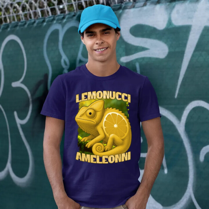 Lemonucci Ameleonni - Italian Brainrot - chameleón citrón - pánske tričko s potlačou