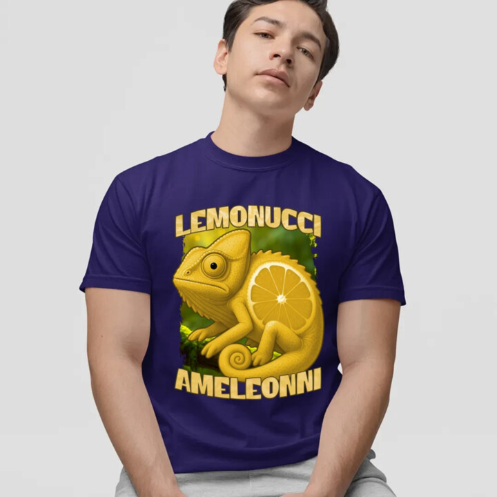 Lemonucci Ameleonni - Italian Brainrot - chameleón citrón - pánske tričko s potlačou