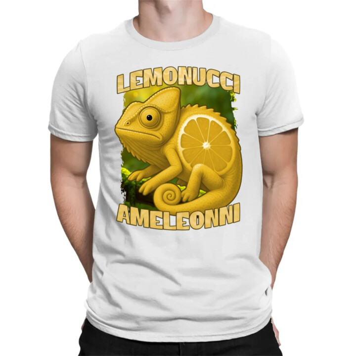 Lemonucci Ameleonni - Italian Brainrot - chameleón citrón - pánske tričko s potlačou
