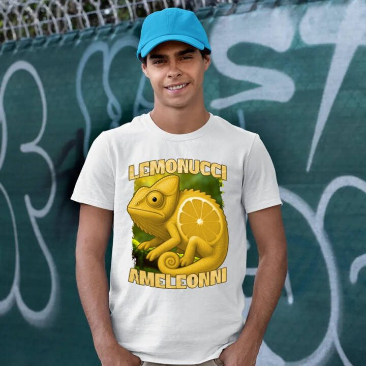 Lemonucci Ameleonni - Italian Brainrot - chameleón citrón - pánske tričko s potlačou