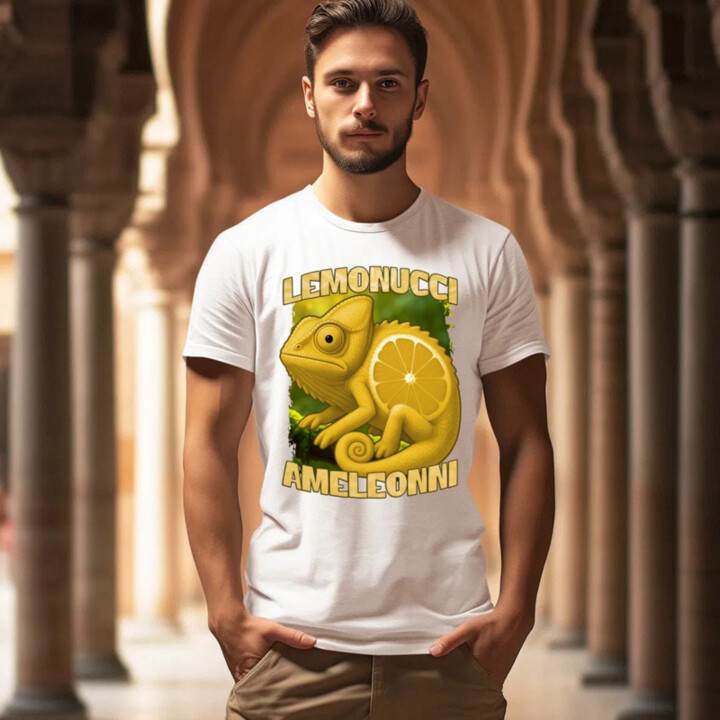 Lemonucci Ameleonni - Italian Brainrot - chameleón citrón - pánske tričko s potlačou