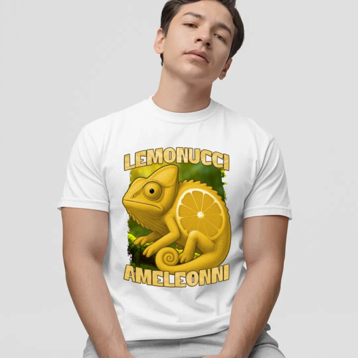 Lemonucci Ameleonni - Italian Brainrot - chameleón citrón - pánske tričko s potlačou